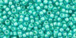 Toho 11/0 Round Japanese Seed Bead, TR11-954, Inside Color Aqua/Light Jonquil Lined - Barrel of Beads