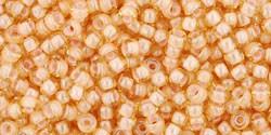 Toho 11/0 Round Japanese Seed Bead, TR11-955, Inside Color Crystal/Peach Lined - Barrel of Beads