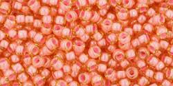 Toho 11/0 Round Japanese Seed Bead, TR11-956, Inside Color Jonquil/Coral Lined - Barrel of Beads
