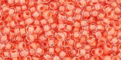 Toho 11/0 Round Japanese Seed Bead, TR11-963, Inside Color Crystal/Apricot Lined - Barrel of Beads