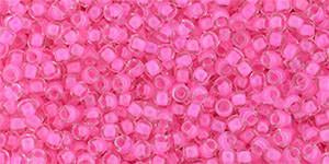 Toho 11/0 Round Japanese Seed Bead, TR11-965, Inside Color Crystal/Carnation Lined - Barrel of Beads
