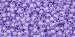 Toho 11/0 Round Japanese Seed Bead, TR11-966, Inside Color Crystal/Purple Lined - Barrel of Beads