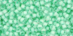 Toho 11/0 Round Japanese Seed Bead, TR11-975, Inside Color Crystal/Neon Sea Foam Lined - Barrel of Beads