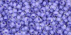 Toho 11/0 Round Japanese Seed Bead, TR11-977, Inside Color Crystal/Neon Purple Lined - Barrel of Beads