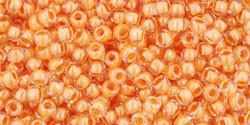 Toho 11/0 Round Japanese Seed Bead, TR11-984, Inside Color Crystal/Papaya Lined - Barrel of Beads