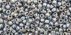 Toho 11/0 Round Japanese Seed Bead, TR11-992, Gilt Lined Light Montana Blue - Barrel of Beads