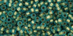 Toho 11/0 Round Japanese Seed Bead, TR11-995F, FrostGilt Lined Aqua - Barrel of Beads