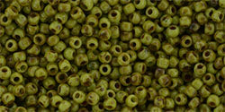 Toho 11/0 Round Japanese Seed Bead, #Y310, Sour Apple Picasso