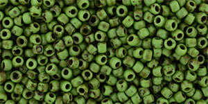 Toho 11/0 Round Japanese Seed Bead, #Y321F, Opaque Frost Mint Green Picasso