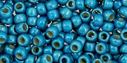 Toho 8/0 Round Japanese Seed Bead, TR8-582FPF, Matte Light Teal Blue Galv PermaFinish