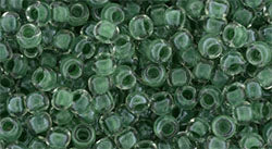 Toho 8/0 Round Japanese Seed Bead, TR8-1070, Inside Color Crystal/Emerald Lined, 17 grams