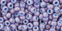 Toho 8/0 Round Japanese Seed Bead, TR8-1204, Marbled Opaque Light Blue/Amethyst - Barrel of Beads