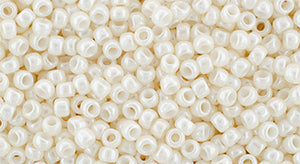 Toho 8/0 Round Japanese Seed Bead, TR8-123L, Light Cream Opaque Luster, 17 grams