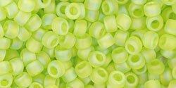 Toho 8/0 Round Japanese Seed Bead, TR8-164F, Transparent AB Frost Lime Green - Barrel of Beads