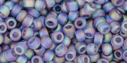 Toho 8/0 Round Japanese Seed Bead, TR8-166DF, Transparent AB Frost Light Tanzanite - Barrel of Beads