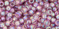 Toho 8/0 Round Japanese Seed Bead, TR8-166, Transparent AB Light Amethyst - Barrel of Beads