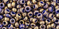 Toho 8/0 Round Japanese Seed Bead, TR8-1701, Gilded Marble Blue - Barrel of Beads