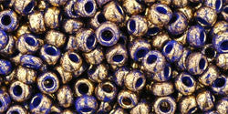 Toho 8/0 Round Japanese Seed Bead, TR8-1701, Gilded Marble Blue - Barrel of Beads