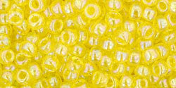 Toho 8/0 Round Japanese Seed Bead, TR8-175, Transparent AB Lemon - Barrel of Beads