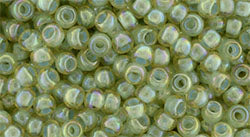 Toho Size 8 Round, IC Rainbow Crystal/Blue Mint Lined, 17 grams