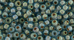 Toho Size 8 Round, IC Rainbow Aqua/Brick Lined, 17 grams