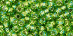 Toho 8/0 Round Japanese Seed Bead, TR8-2024, Silver Lined AB Lime Green - Barrel of Beads