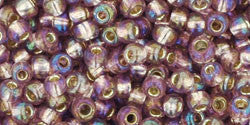 Toho 8/0 Round Japanese Seed Bead, TR8-2026, Silver Lined AB Light Amethyst - Barrel of Beads