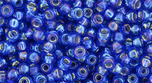 Toho 8/0 Round Japanese Seed Bead, TR8-2035, Silver Lined AB Sapphire - Barrel of Beads