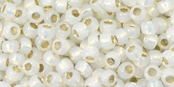 Toho 8/0 Round Japanese Seed Bead, TR8-2100, Silver Lined Milky White - Barrel of Beads