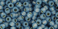 Toho 8/0 Round Japanese Seed Bead, TR8-2102, Silver Lined Milky Montana Blue - Barrel of Beads