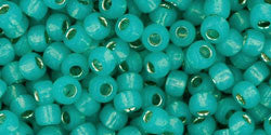 Toho 8/0 Round Japanese Seed Bead, TR8-2104, Silver Lined Milky Teal - Barrel of Beads