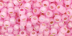 Toho 8/0 Round Japanese Seed Bead, TR8-2105, Silver Lined Pink - Barrel of Beads