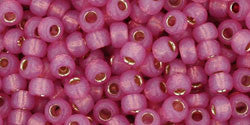 Toho 8/0 Round Japanese Seed Bead, TR8-2106, Silver Lined Milky Mauve - Barrel of Beads