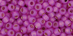 Toho 8/0 Round Japanese Seed Bead, TR8-2107, Silver Lined Hot Pink - Barrel of Beads