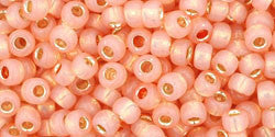 Toho 8/0 Round Japanese Seed Bead, TR8-2111, Silver Lined Milky Peach - Barrel of Beads
