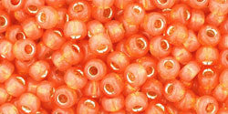 Toho 8/0 Round Japanese Seed Bead, TR8-2112, Silver Lined Milky Grapefruit - Barrel of Beads