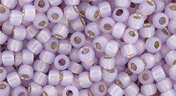 Toho 8/0 Round Japanese Seed Bead, TR8-2121, Silver Lined Light Lavender - Barrel of Beads