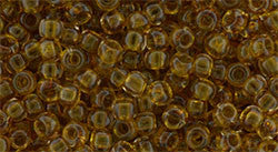 Toho 8/0 Round Japanese Seed Bead, TR8-2156, Inside Color Crystal/Golden Amber - Barrel of Beads