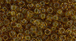 Toho 8/0 Round Japanese Seed Bead, TR8-2156, Inside Color Crystal/Golden Amber - Barrel of Beads