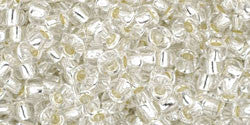 Toho 8/0 Round Japanese Seed Bead, TR8-21, Silver Lined Crystal - Barrel of Beads