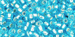 Toho 8/0 Round Japanese Seed Bead, TR8-23, Silver Lined Light Turquoise - Barrel of Beads