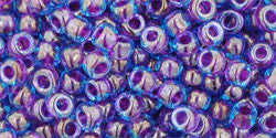 Toho 8/0 Round Japanese Seed Bead, TR8-252, Inside Color Aqua/Purple Lined - Barrel of Beads