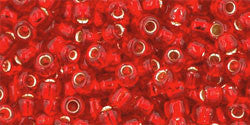 Toho 8/0 Round Japanese Seed Bead, TR8-25B, Silver Lined Siam Ruby - Barrel of Beads