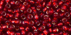 Toho 8/0 Round Japanese Seed Bead, TR8-25C, Silver Lined Ruby - Barrel of Beads