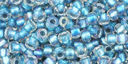Toho 8/0 Round Japanese Seed Bead, TR8-263, Inside Color AB Crystal/Light Capri - Barrel of Beads