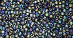 Toho 8/0 Round Japanese Seed Bead, TR8-2642F, Semi-Glazed Rainbow Black