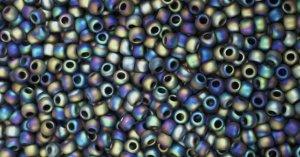 Toho 8/0 Round Japanese Seed Bead, TR8-2642F, Semi-Glazed Rainbow Black