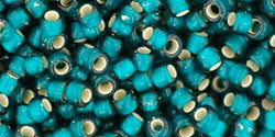 Toho 8/0 Round Japanese Seed Bead, TR8-27BDF, Silver Lined Frost Teal - Barrel of Beads