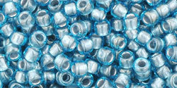 Toho 8/0 Round Japanese Seed Bead, TR8-285, Inside Color Aqua/Tin Lined - Barrel of Beads