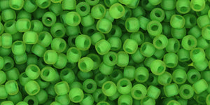 Toho 8/0 Round Japanese Seed Bead, TR8-306F, Lime Lined Jonquil Matte, 17 grams